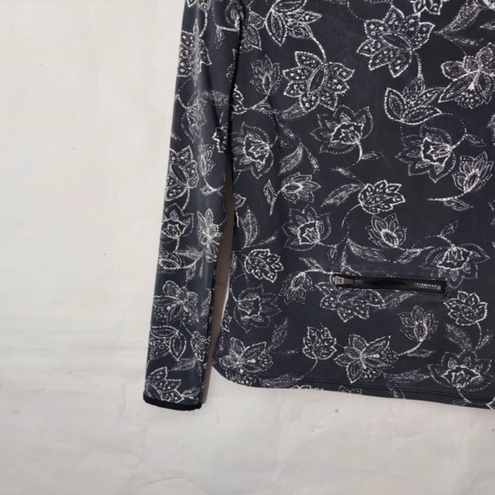 Hang Ten‎ Rash Guard Women XS Blue UPF Sun Protection Floral Surf Swim Beach